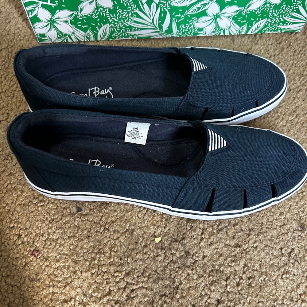 Coral Bay Navy Slip-On Flats